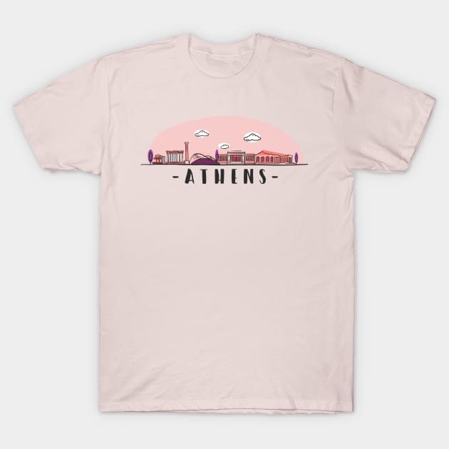 Athen Skyline T-Shirt by LR_Collections